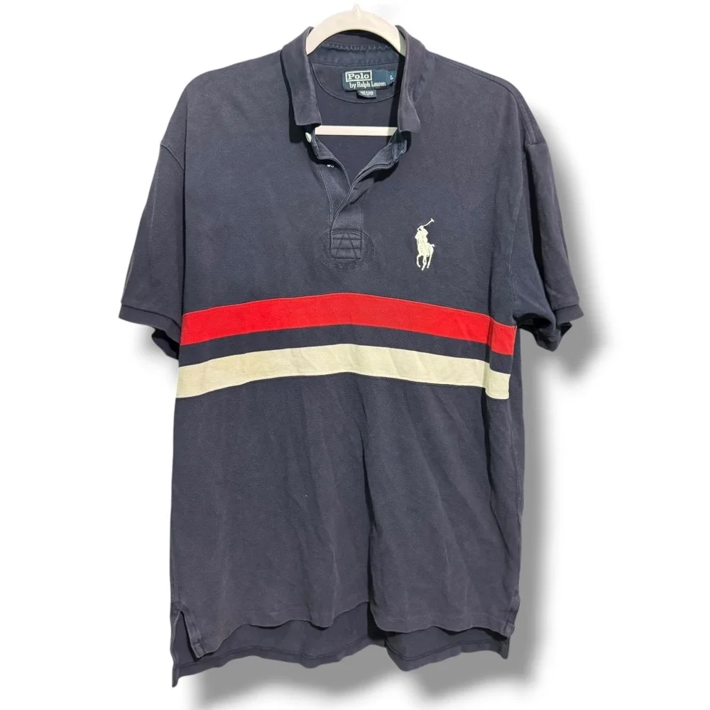 Vintage Ralph Lauren Polo Mens Large Short Sleeve Polo Big Pony Emblem Y2K